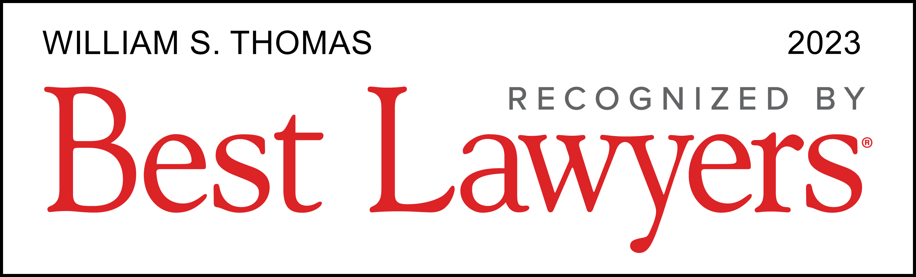 2023 Bill Thomas Best Lawyers Lawyer Logo